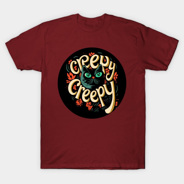 creepy black cat T-Shirt by Kingrocker Clothing